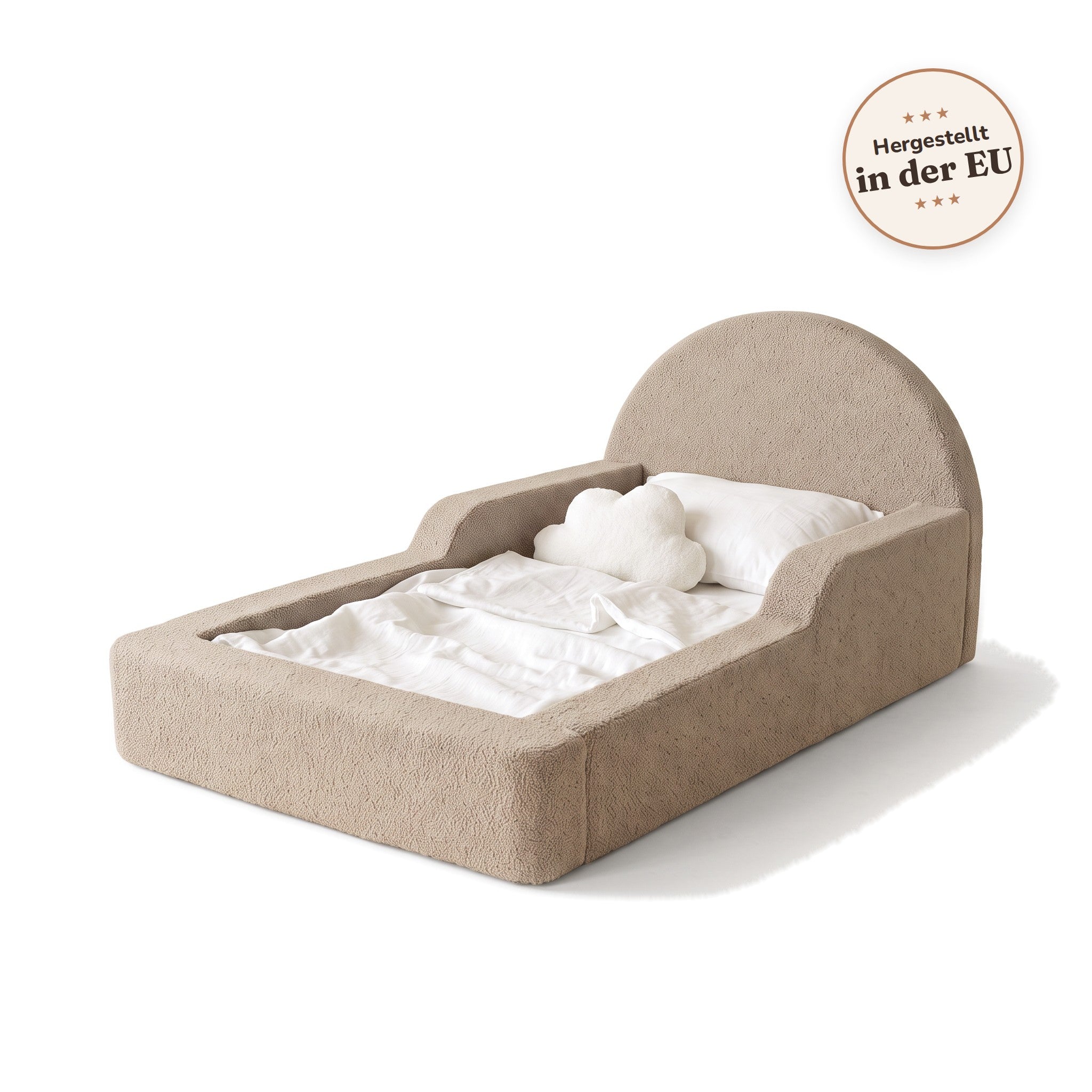 Montessori-Bodenbett aus Schaumstoff – Bouclé Beige