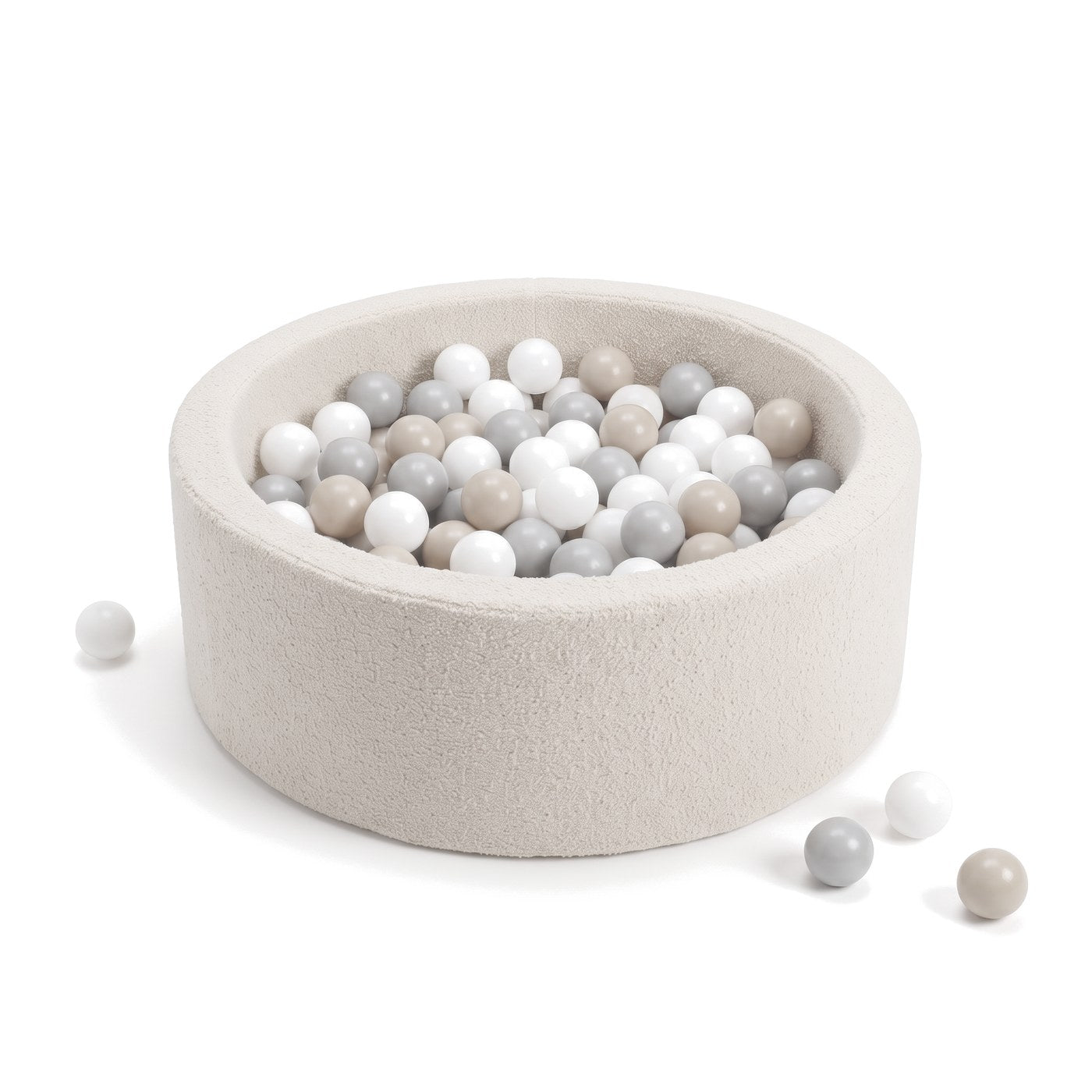 Bällebad aus Bouclé – Creme