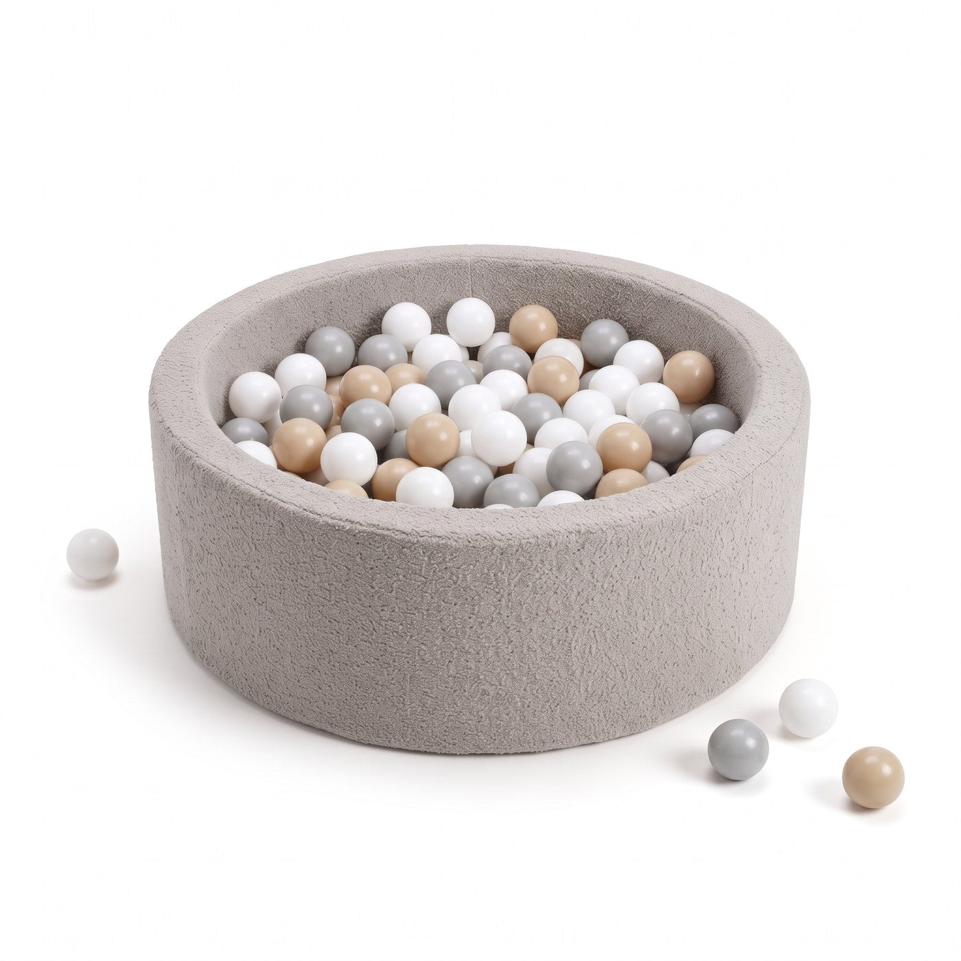 Bällebad aus Bouclé – Grau