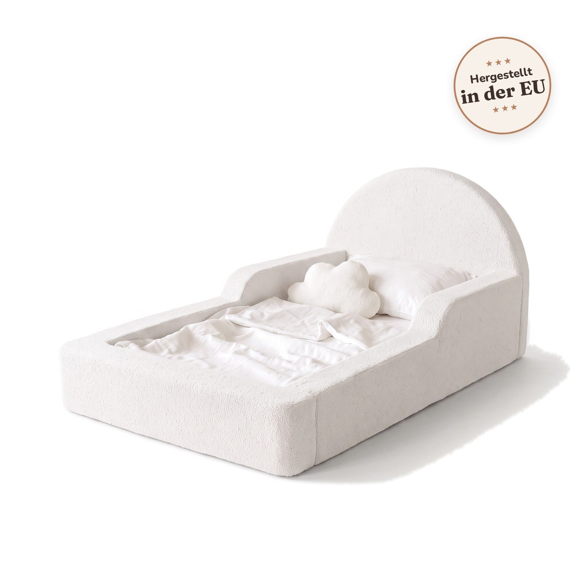 Montessori-Bodenbett aus Schaumstoff – Bouclé Weiß