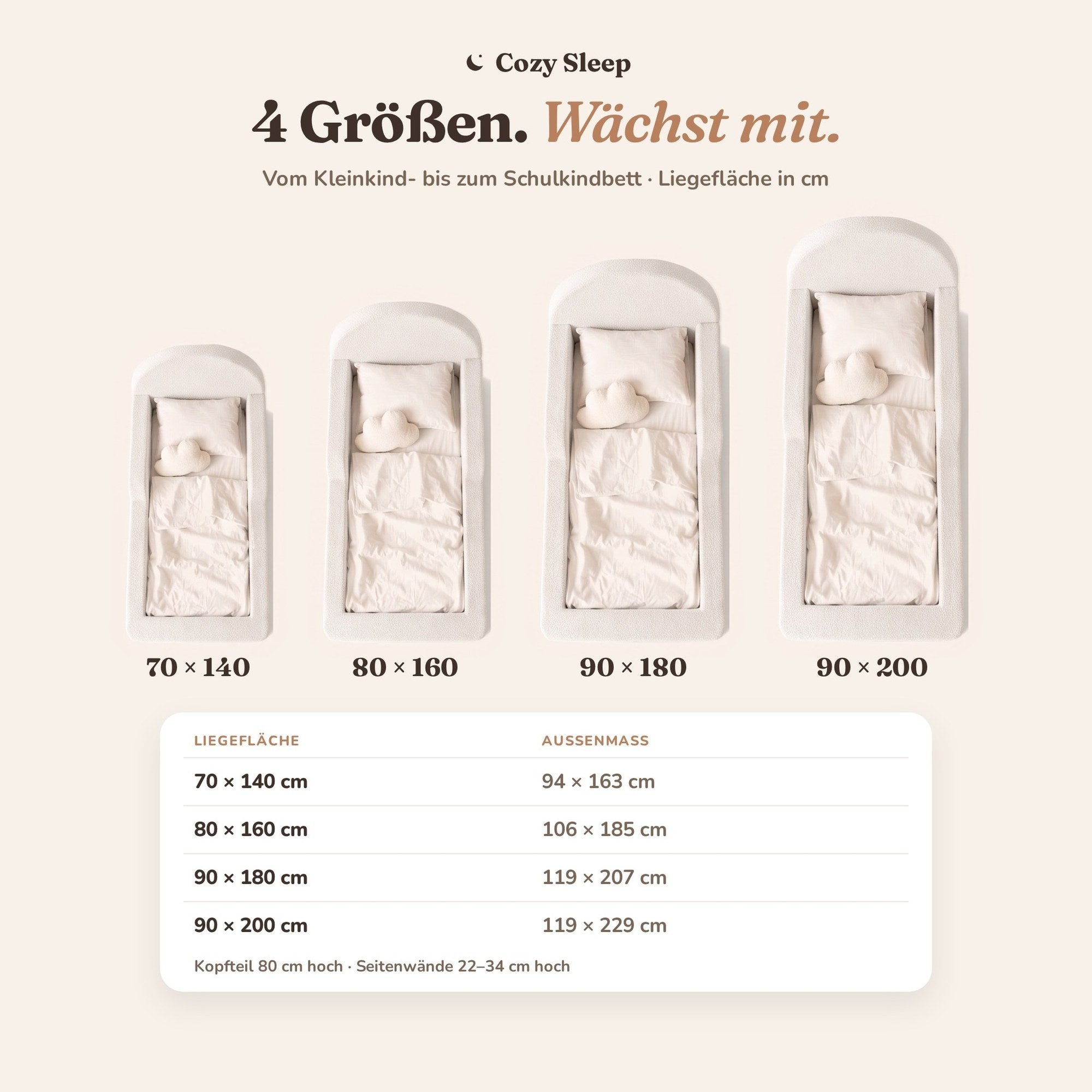 Montessori-Bodenbett aus Schaumstoff – Bouclé Weiß
